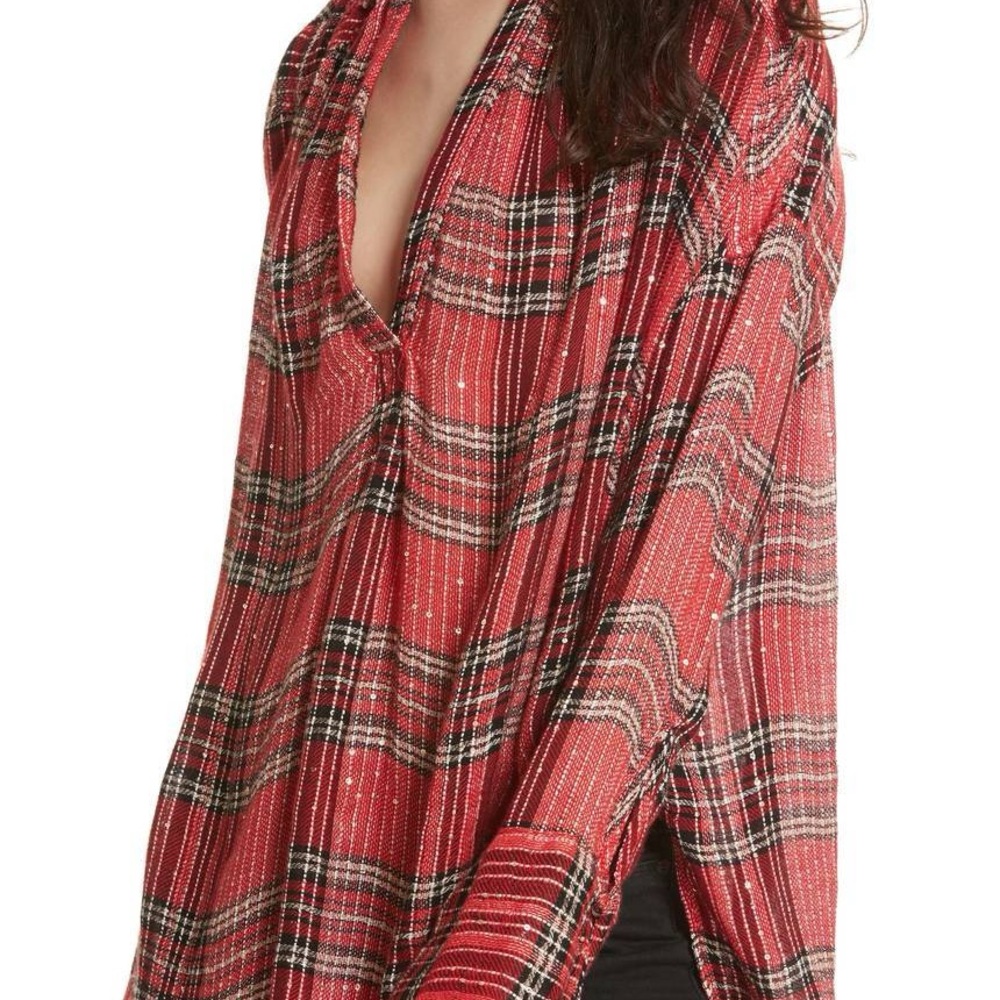 Free People Fearless Love Red Bell Sleeve Tunic Top Size XS Boho - Picture 2 of 13